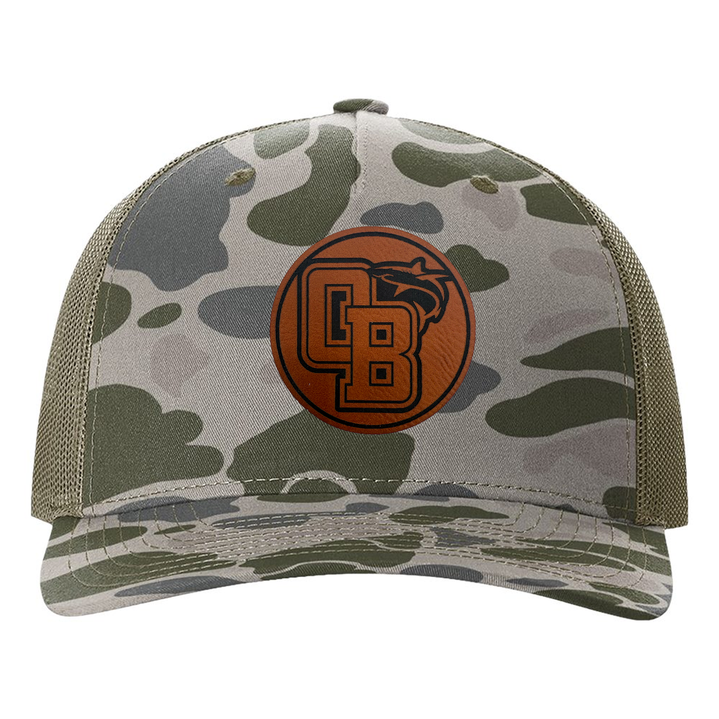 Orange Beach Duck Camo Leather Patch Hat