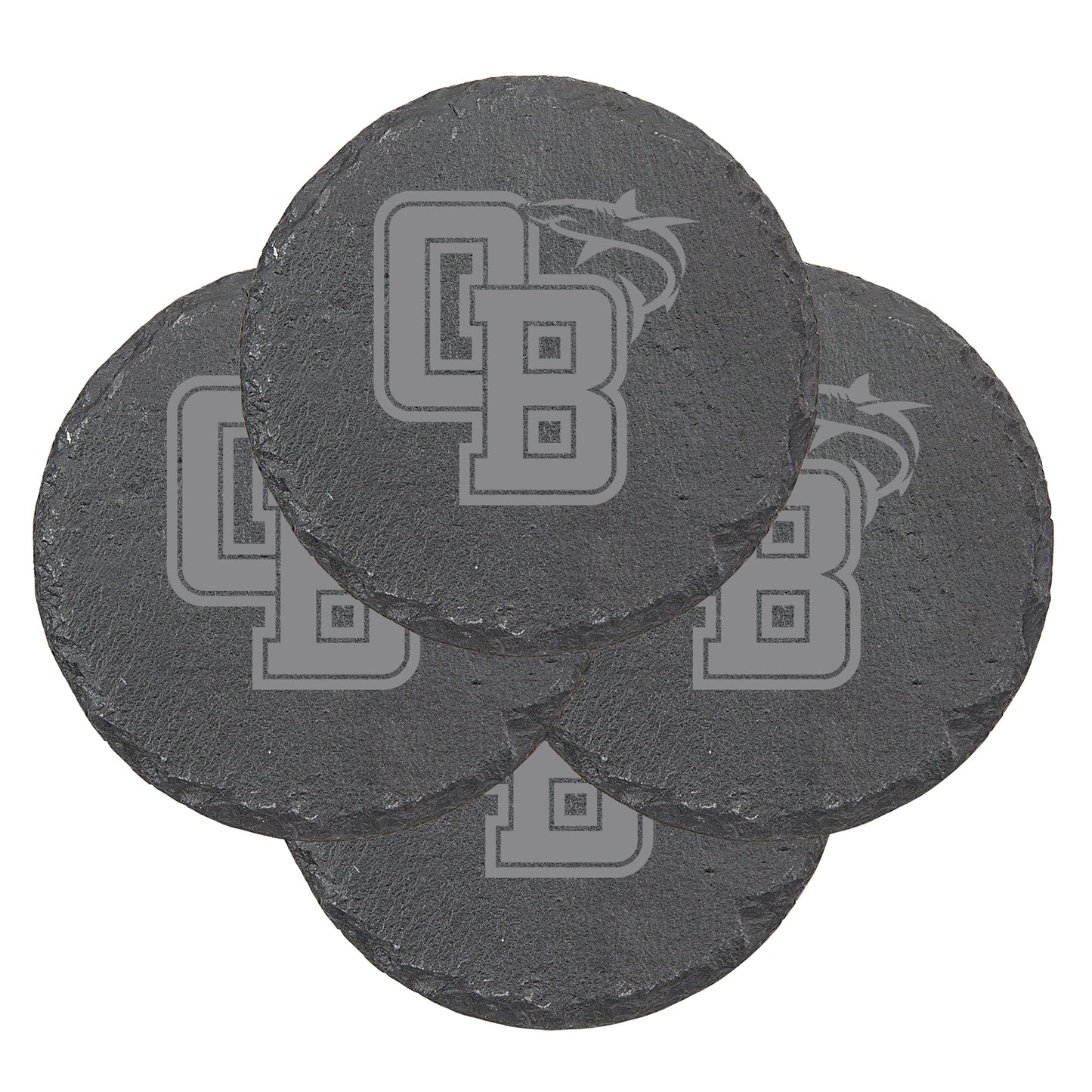 OB Shark Slate Round Coasters