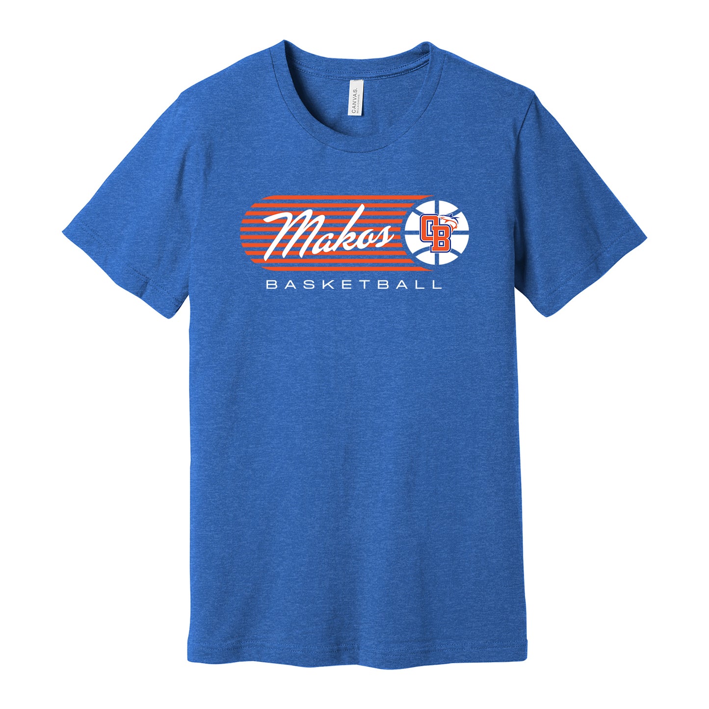 Makos Basketball Vintage Stripe Bella Canva Tee