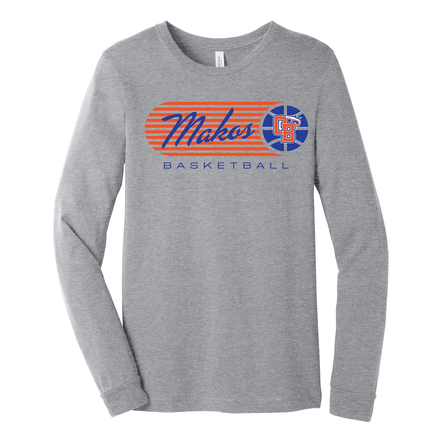 Makos Basketball Vintage Stripe Bella Canva Tee
