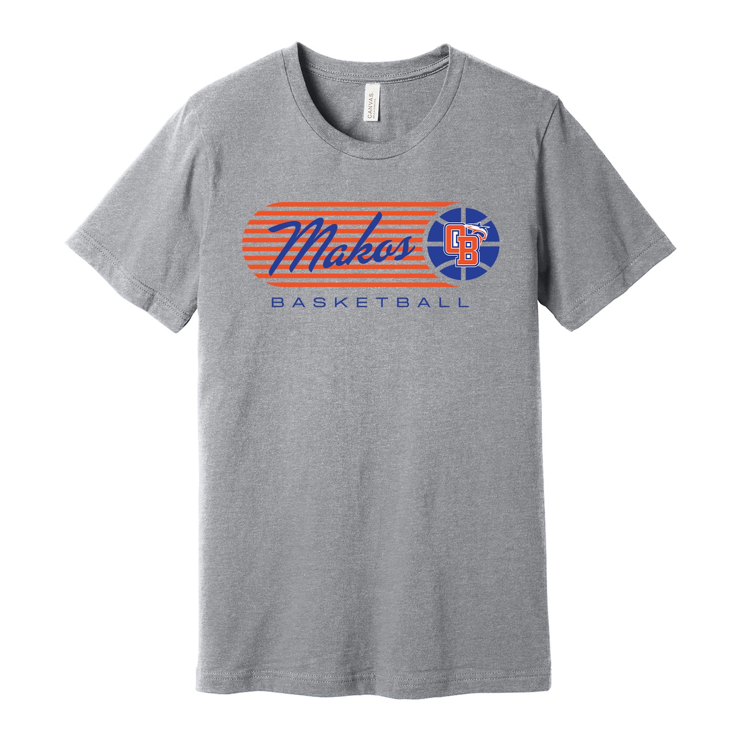 Makos Basketball Vintage Stripe Bella Canva Tee