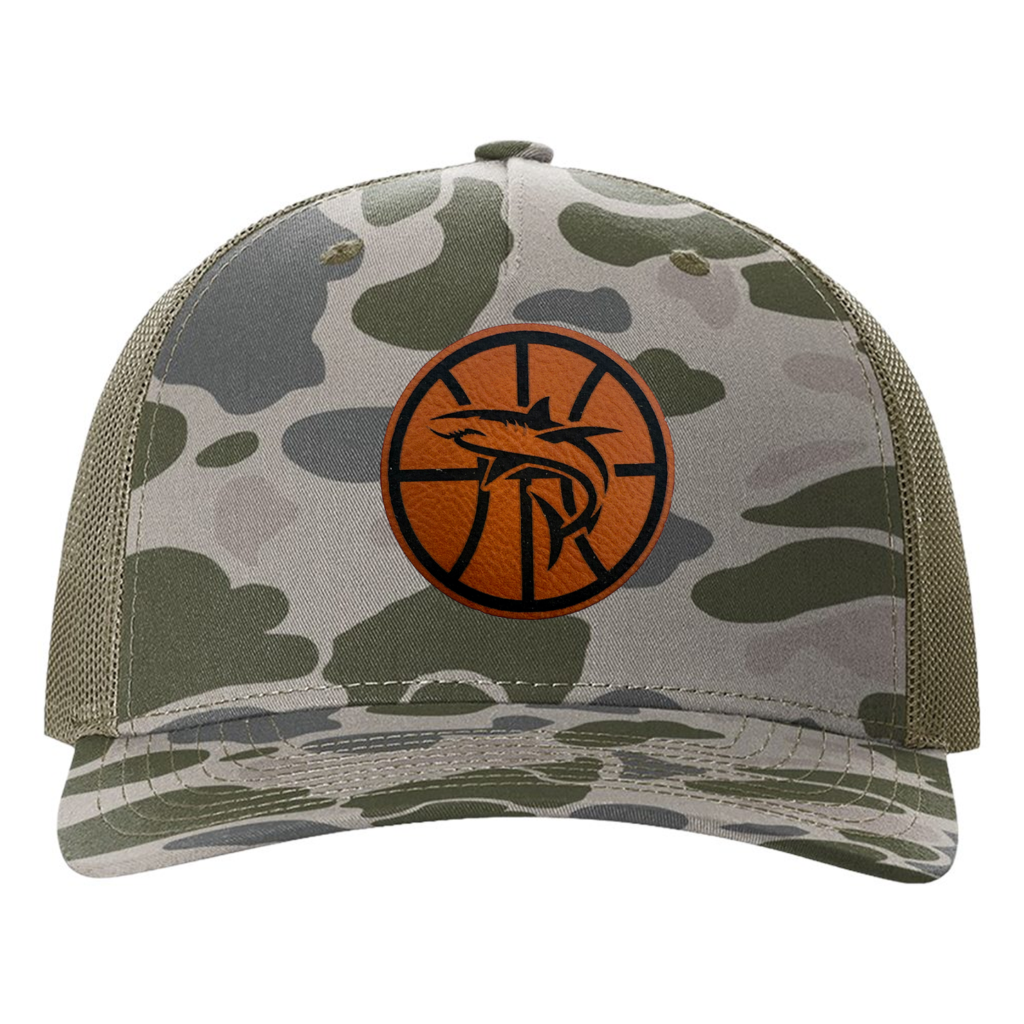 Makos Basketball Duck Camo Leather Patch Hat