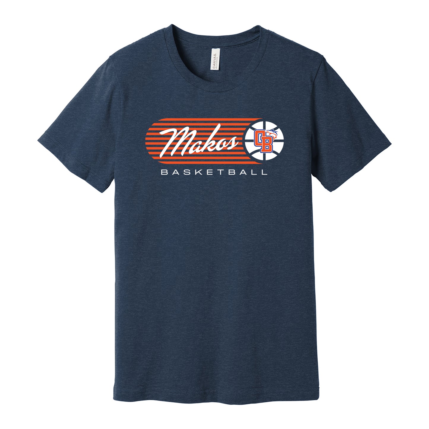 Makos Basketball Vintage Stripe Bella Canva Tee