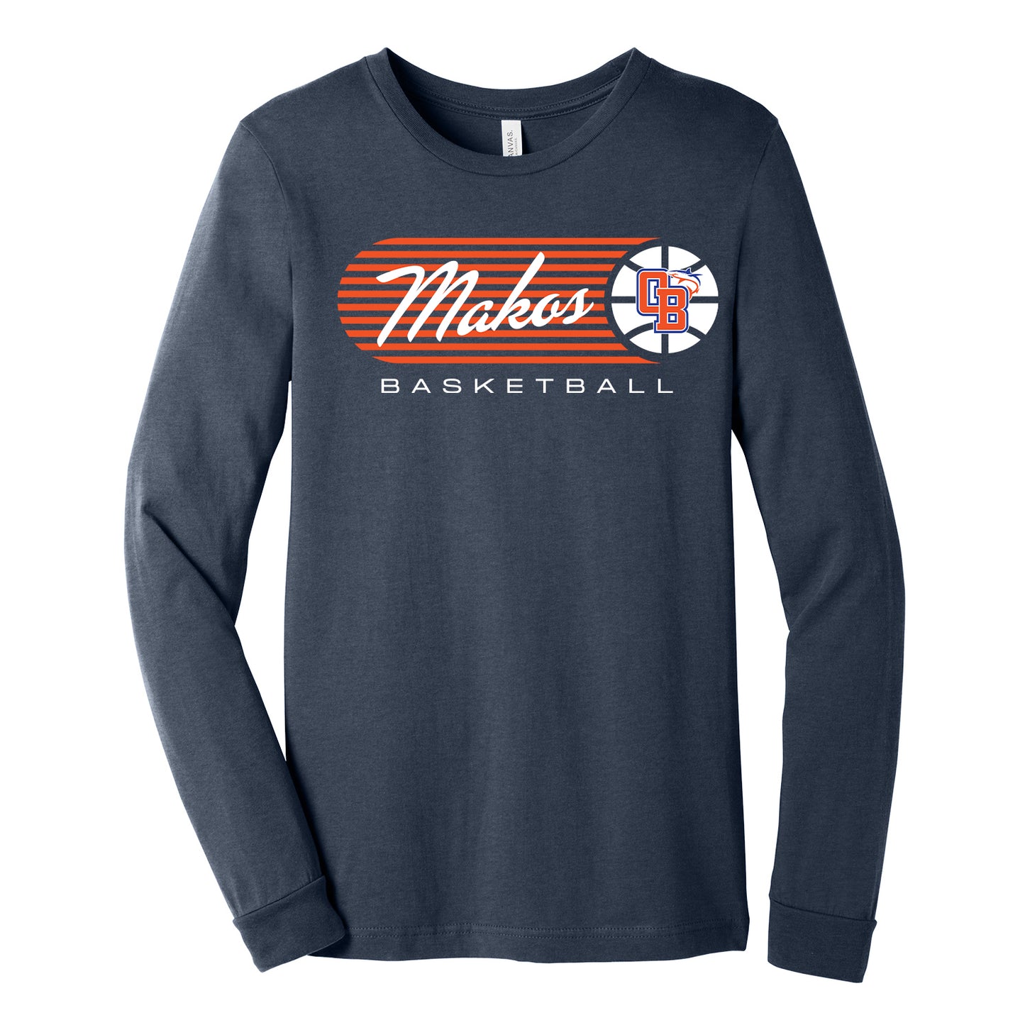 Makos Basketball Vintage Stripe Bella Canva Tee