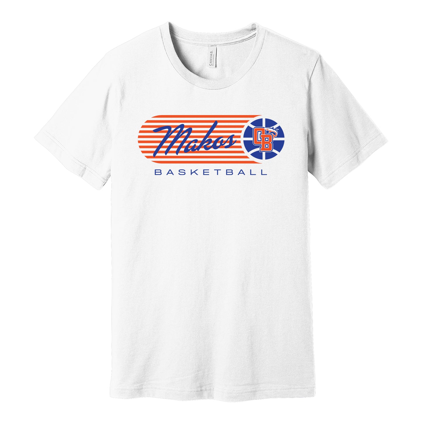 Makos Basketball Vintage Stripe Bella Canva Tee