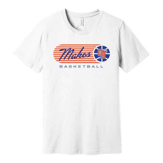 Makos Basketball Vintage Stripe Bella Canva Tee